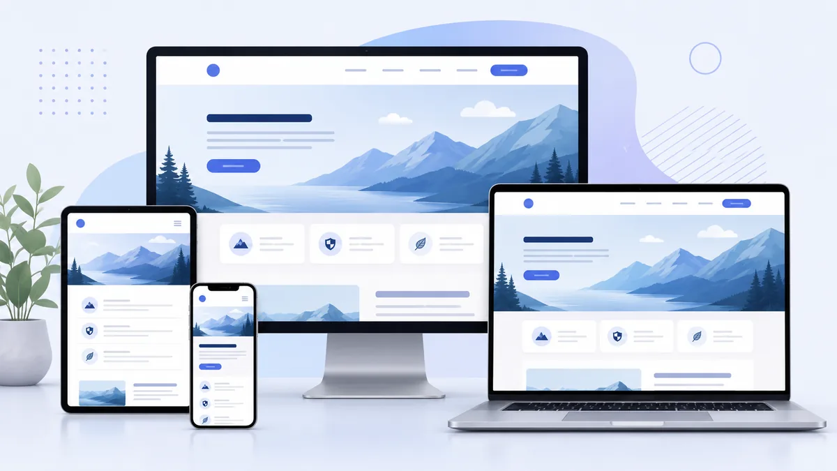 responsive website layout across mobile tablet and desktop no text