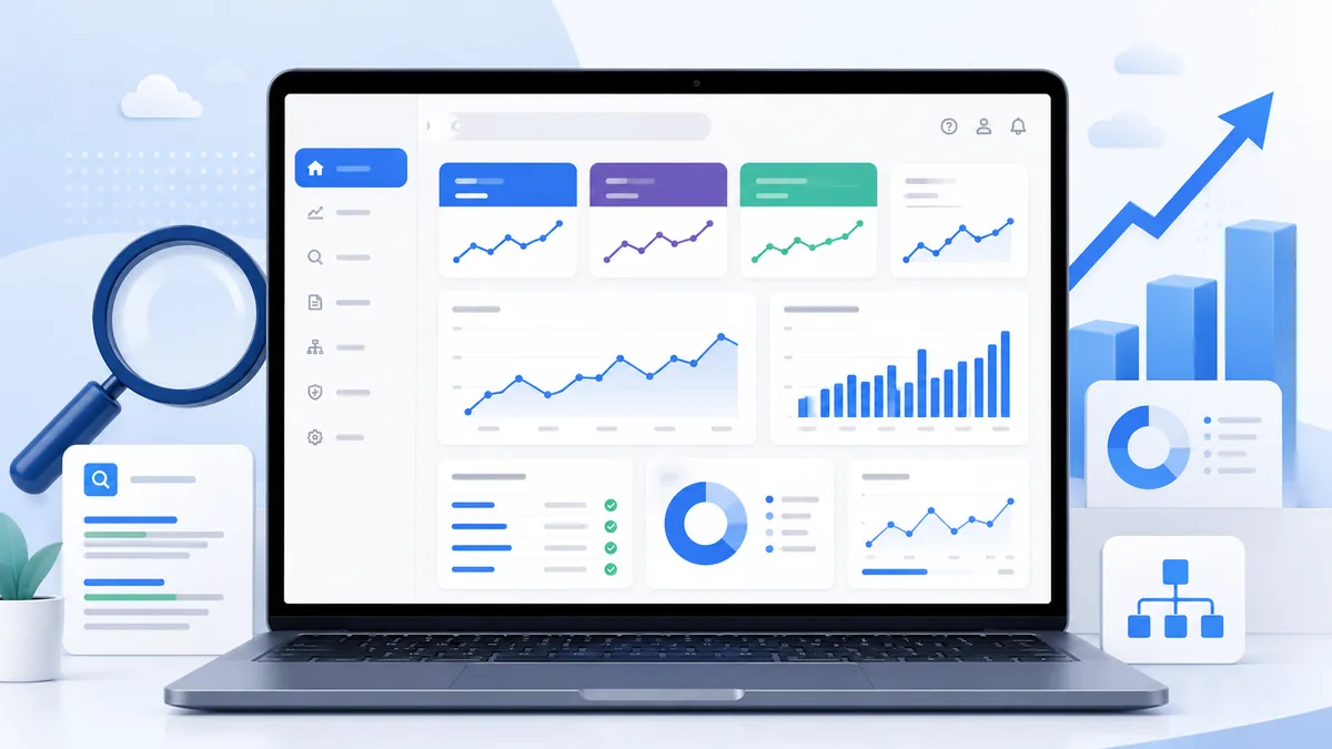 google search console dashboard on laptop no text