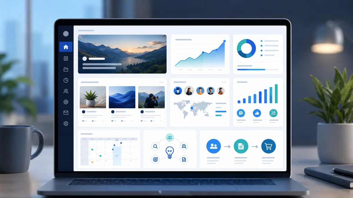 content marketing strategy on website dashboard no text
