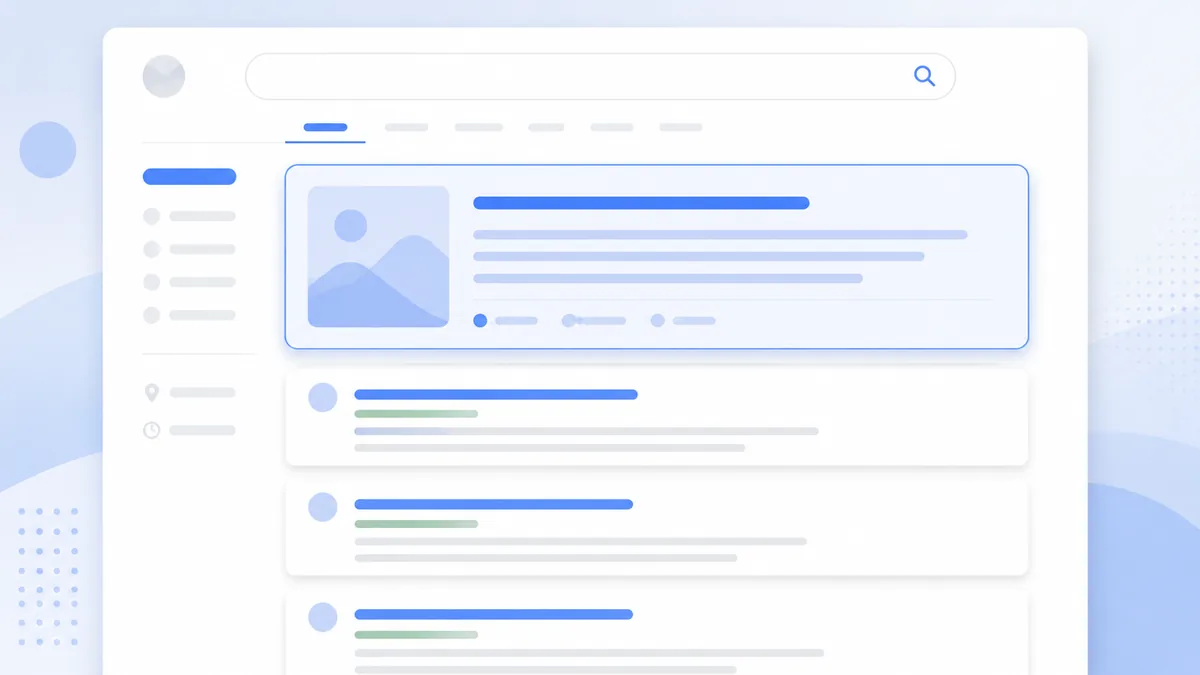 Clean search results interface highlighting a featured answer box above standard results, no text, no characters, no logos