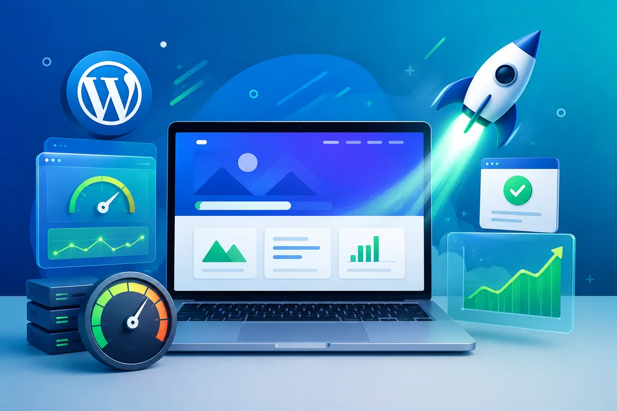WordPress website performance optimization with fast loading pages no text in image