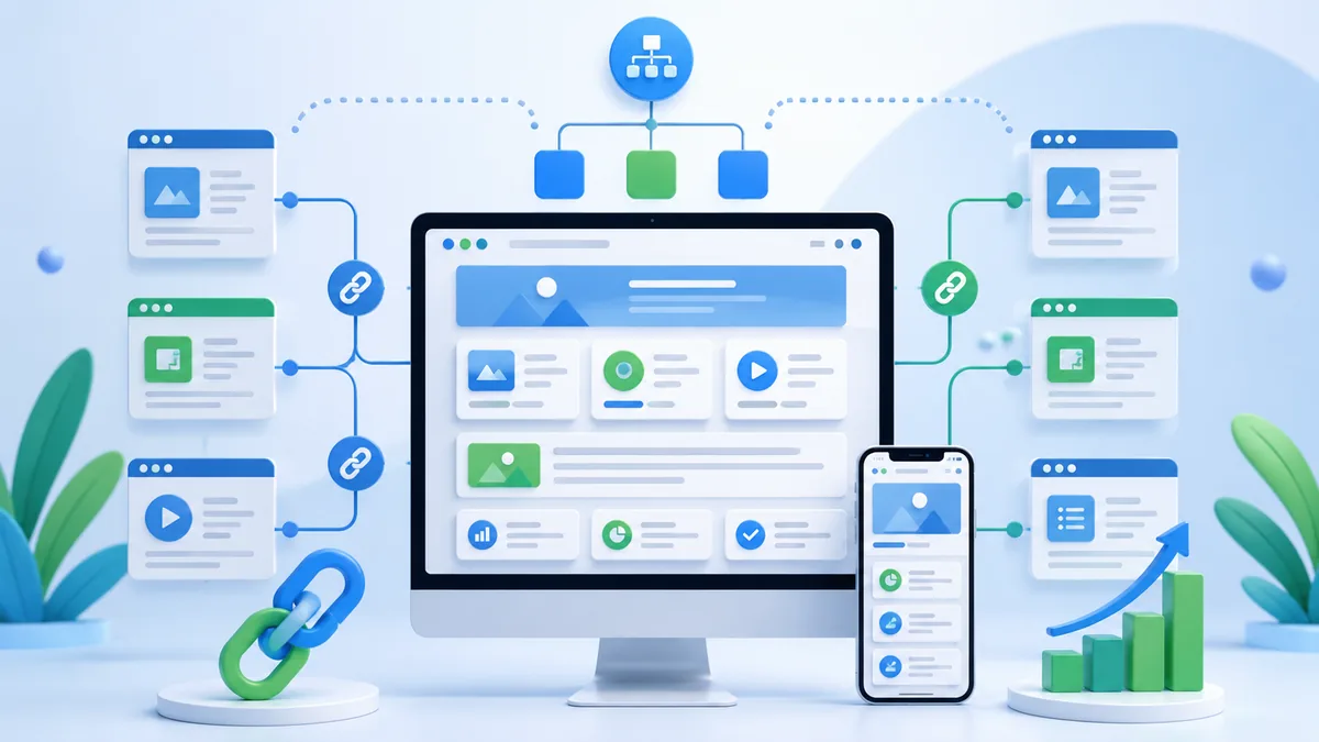 website content structure and internal linking concept no text