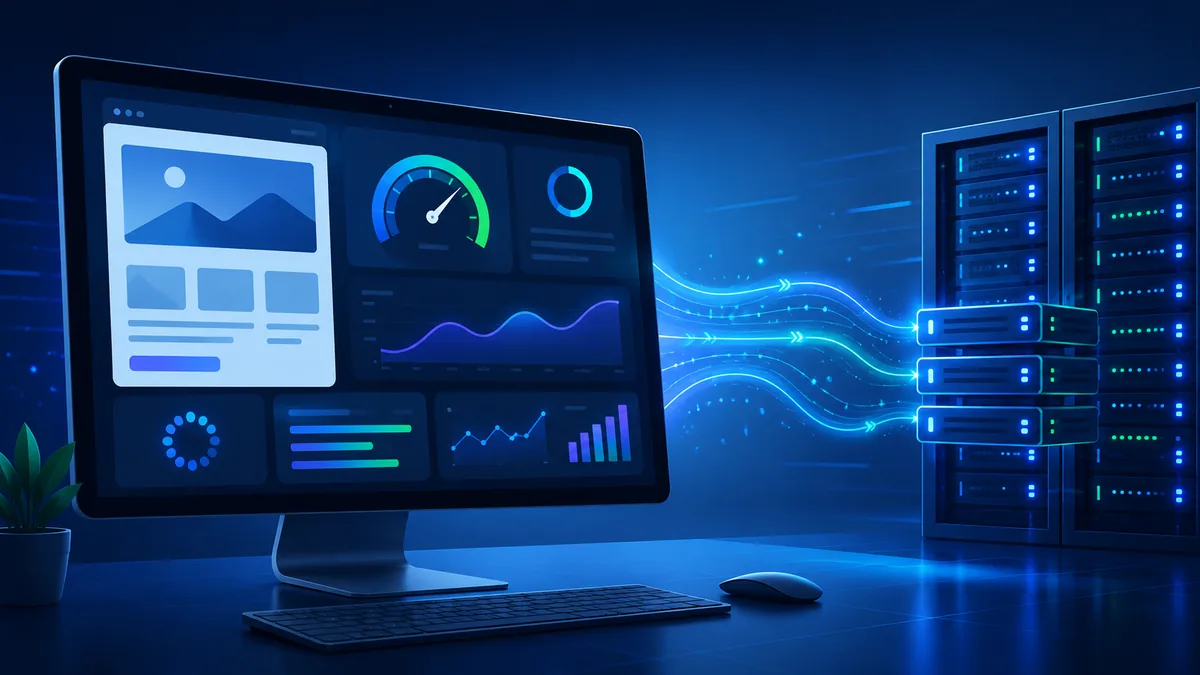 Server response speed concept with clean website performance dashboard, no text, no characters, no logos
