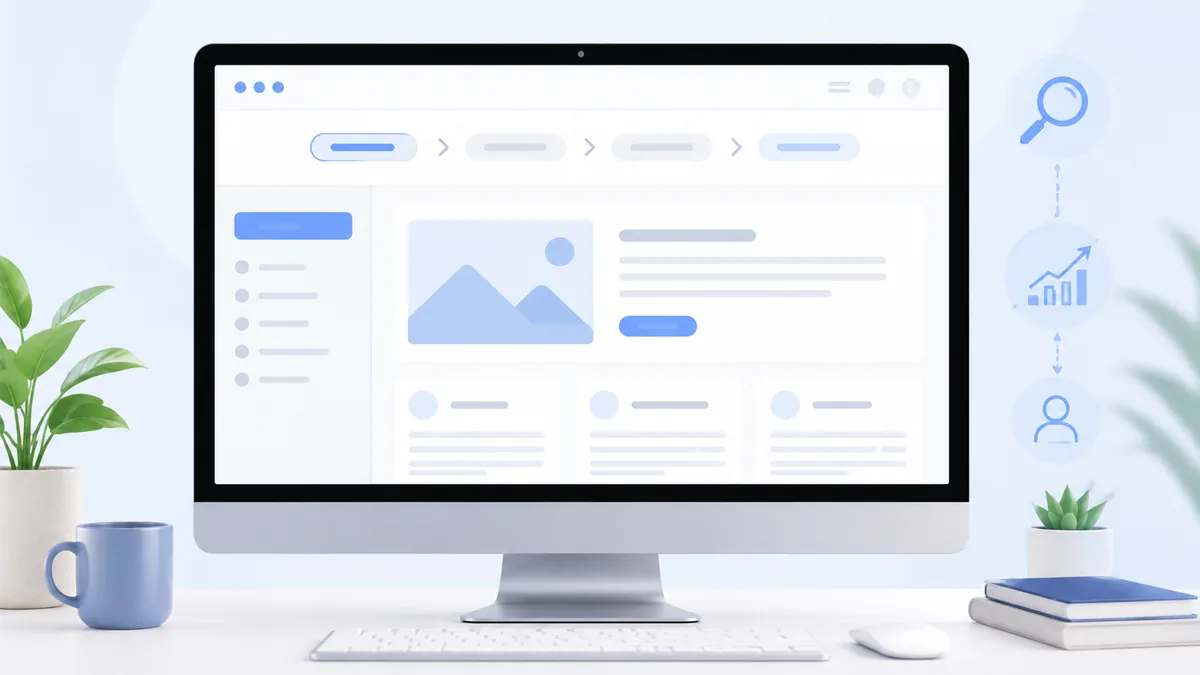 Clean website interface showing a simple hierarchical breadcrumb navigation on a desktop screen, no text, no logos or copyrighted brands